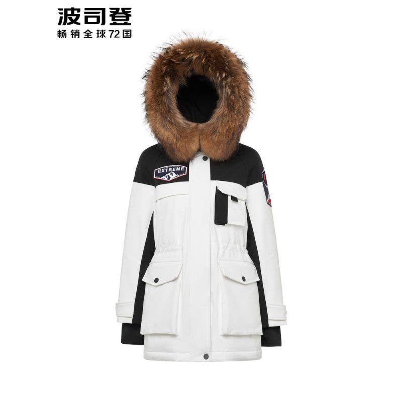波司登女大毛领羽绒服短款新款冬鹅绒工装时尚外套图片