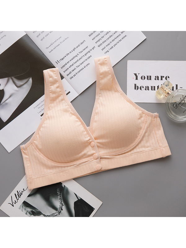 中老年文胸大码内衣无钢圈背心式纯棉前开扣妈妈薄款胸罩厂家