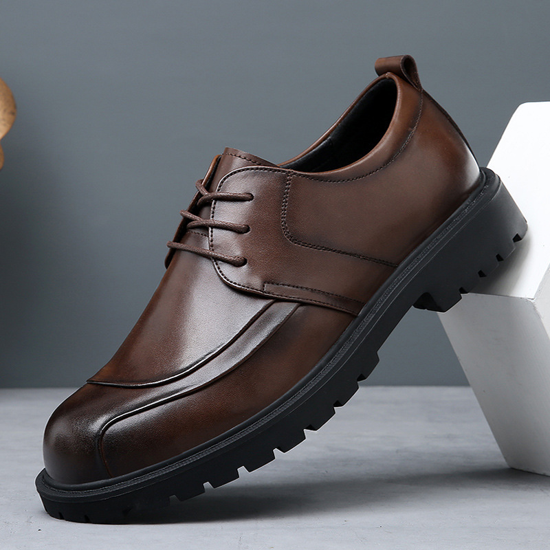 皮鞋男士秋季透气增高英伦风休闲商务正装黑色高级感结婚新郎鞋潮