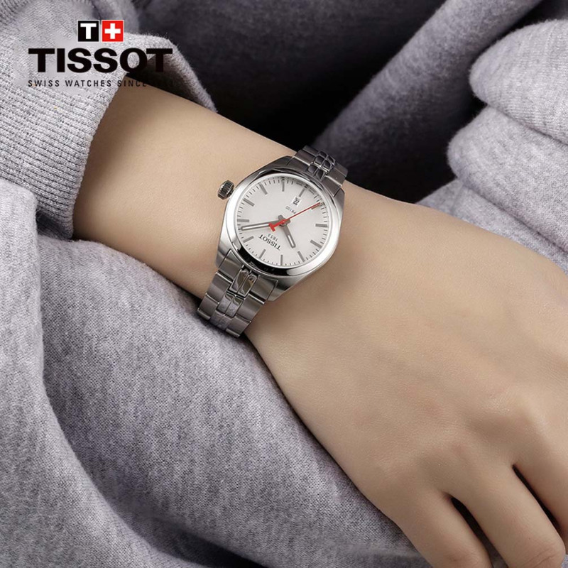 天梭(TISSOT)瑞士手表 PR100系列 钢带女士石英表T101.210.11.031.00礼物