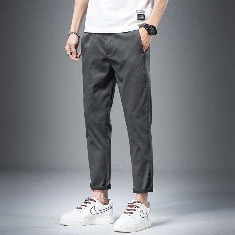 Ceba个性修身休闲夏裤薄款潮流韩版百搭弹力天丝裤子男裤简约九分男装图片