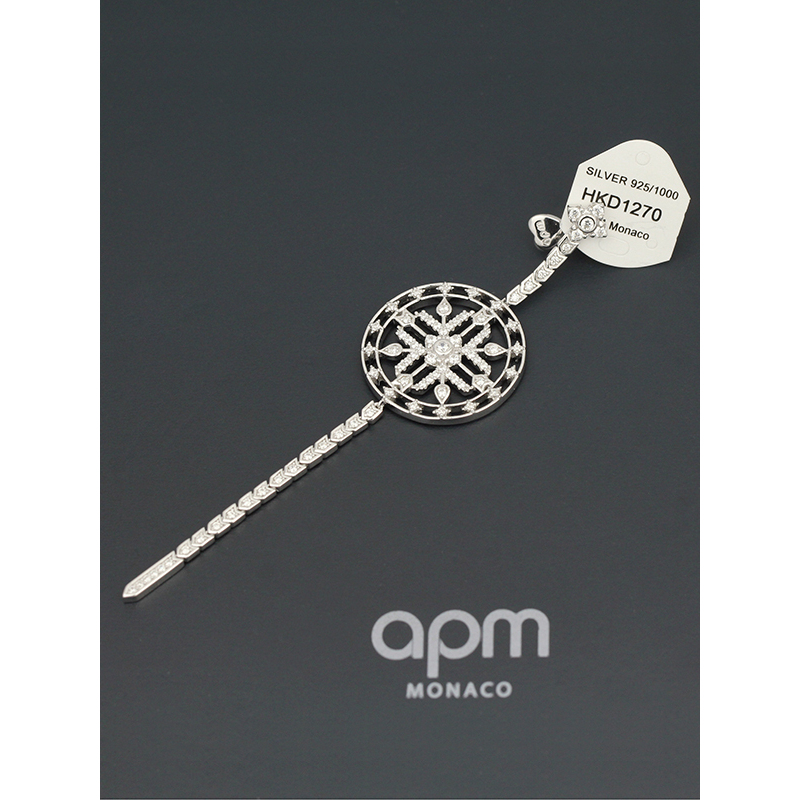 【apm MONACO】单只Mandala力量长耳环S925银耳饰镶晶钻女士耳钉潮穿孔耳坠奢华贵族