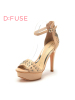 D：Fuse/迪芙斯夏新品羊皮铆钉水钻超高跟女凉鞋DF52113021