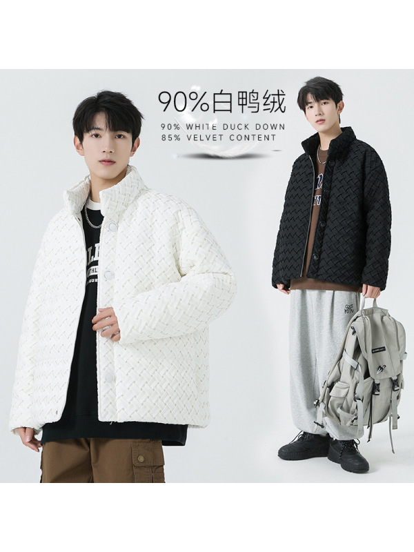 羽绒服男士90%白鸭绒外套男女同款冬季潮牌宽松休闲立领百搭外套