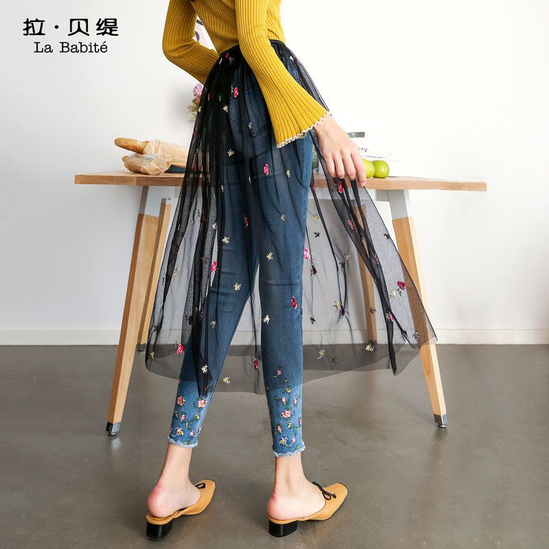 拉贝缇黑色半身罩裙长裙秋装韩版网纱裙单层时尚蓬蓬裙女60006013