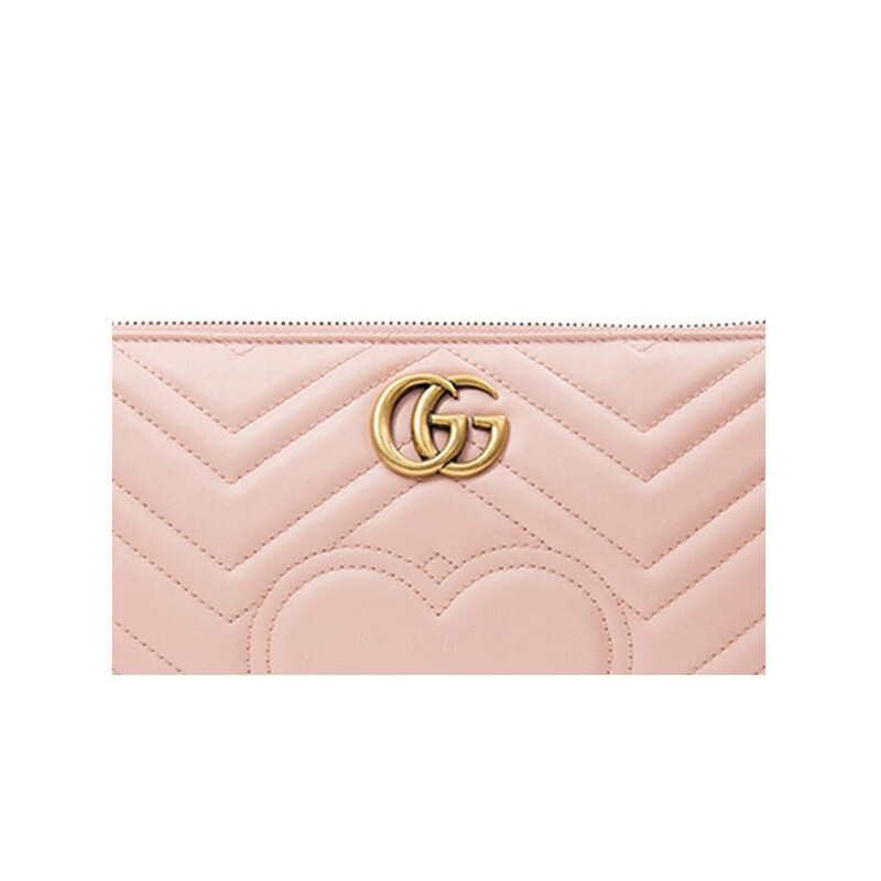 gucci女包古驰女士粉红色双g爱心手拿包零钱包古奇奢侈品女包
