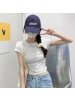 含棉短袖T恤新款设计感收腰显瘦褶皱短款背心上衣纯色辣妹圆领T恤