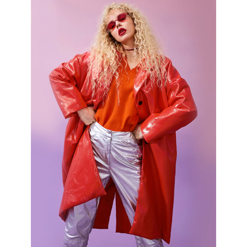 妖精的口袋Y时尚工装小西服领棉衣女冬装2018新款中长款过膝大衣R