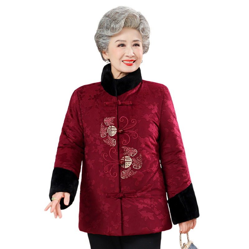新中式妈妈装婆婆装60岁老年女装加绒保暖奶奶棉衣棉服洋气加厚女