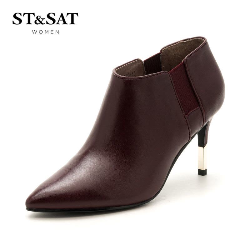 St&Sat/星期六尖头细高跟短靴女靴子SS73116387图片