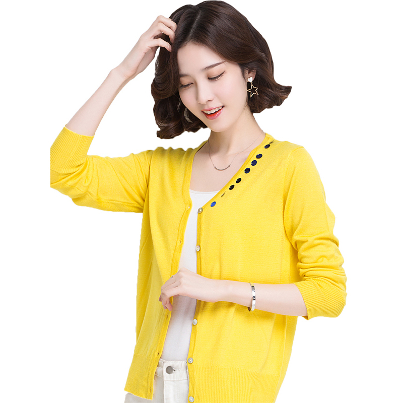 恒源祥女士针织开衫春季款含羊毛针织开衫时尚针织外披外套女视频