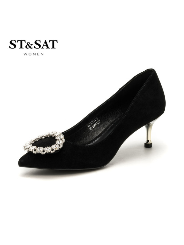 St&Sat/星期六商场同款浅口细跟中跟婚鞋女单鞋SS73111170