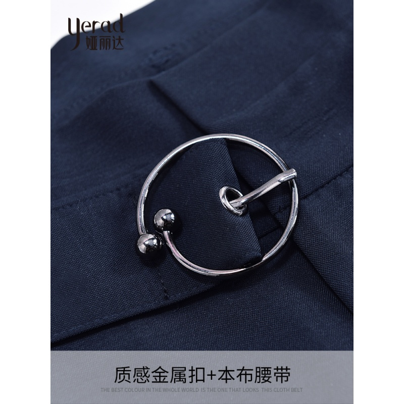 娅丽达女裤2019夏季新款哈伦裤女黑色休闲九分职业裤子萝卜锥形裤I2506