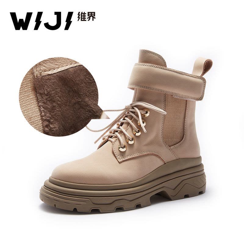 WIJI冬季新款欧美时尚休闲保暖雪地靴个性潮流纯色青春气质魅力女图片