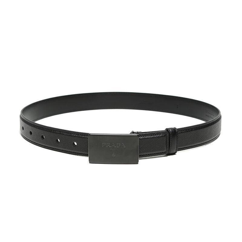 prada普拉达男士皮革板扣式皮带腰带2cm199053