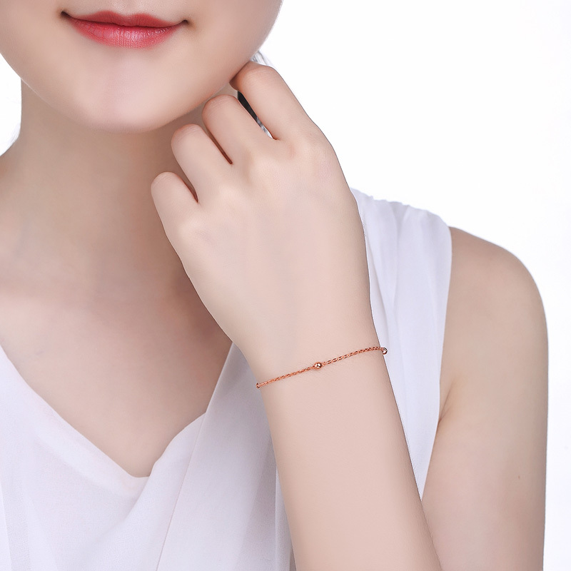 周六福(zhouliufu)18k金手链女多彩正品au750时尚玫瑰金彩金金珠细