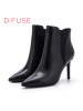 D：Fuse/迪芙斯冬季新款羊皮高跟短靴弹力布女靴子DF74116194_iSA40
