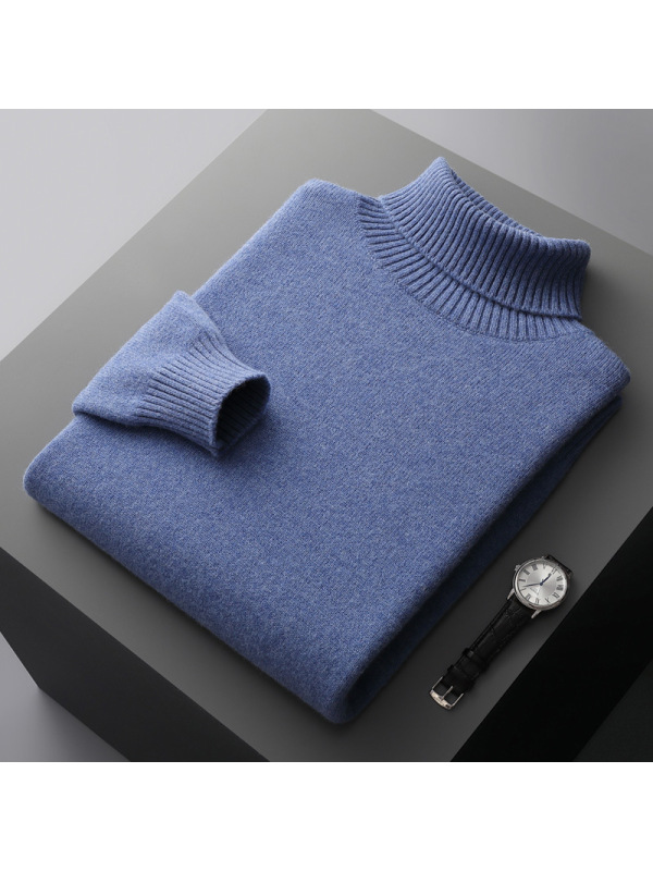 男士羊毛衫高领加厚毛衣内搭保暖长袖针织套头毛衫秋冬打底