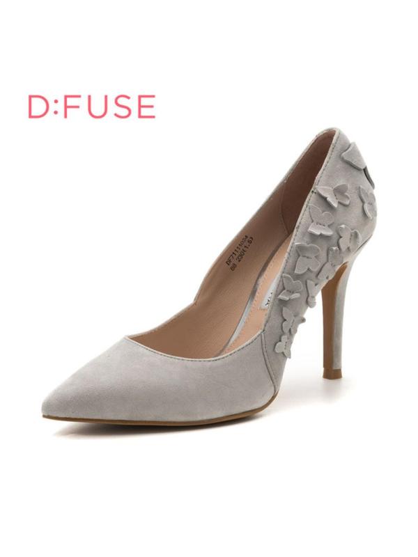 D：Fuse/迪芙斯女鞋商场同款羊反绒尖头高跟浅口单鞋DF71111024