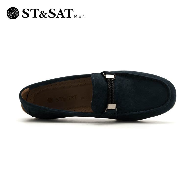 星期六(ST&SAT)男鞋牛皮革金属装饰圆头平底时尚休闲鞋SS82126618图片