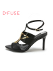 D：Fuse/迪芙斯夏羊皮革高细跟露趾女鞋凉鞋DF52111023