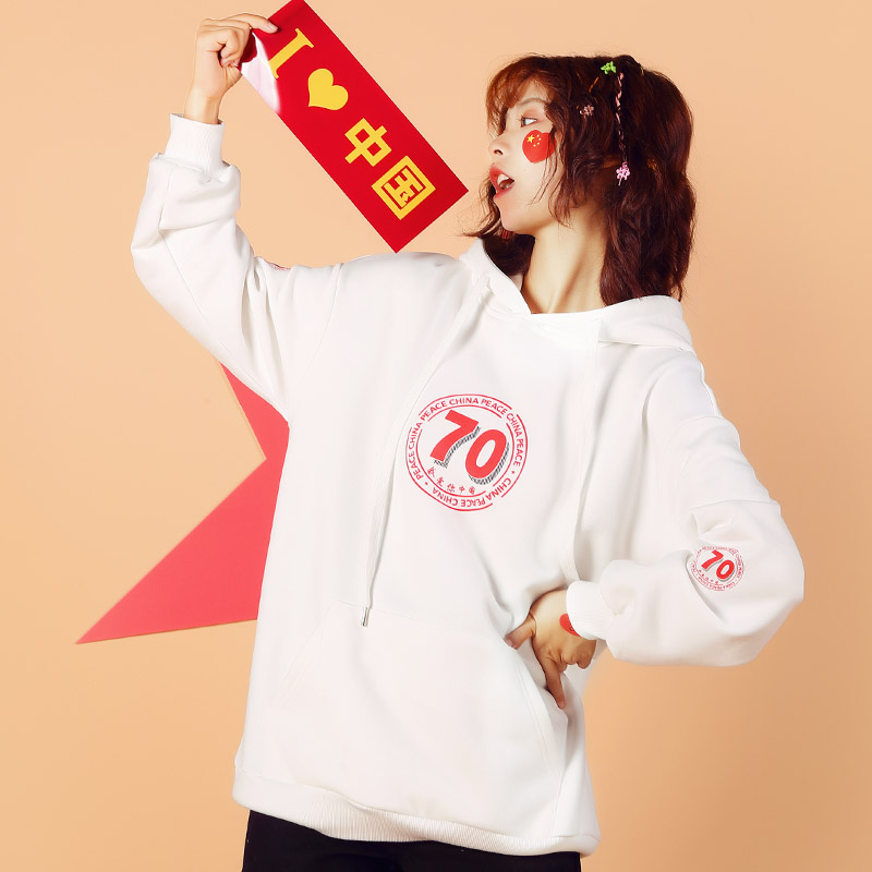 2019秋季新款宽松bf慵懒风卫衣女休闲连帽情侣装学生上衣