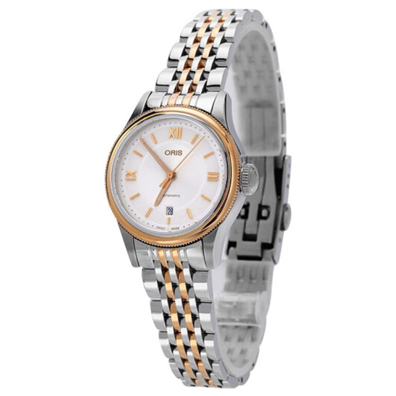 oris豪利时瑞士手表文化系列经典日历钢带银盘间金自动机械女士手表