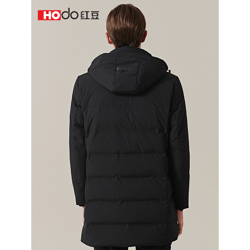 HODO红豆男装冬季男士羽绒服商务简约可脱卸连帽中长款加厚羽绒服男外套