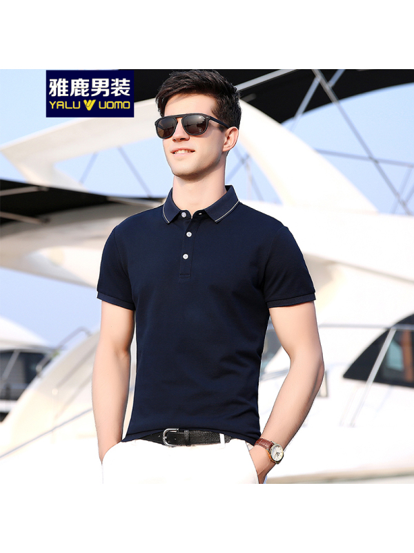 雅鹿男装商务休闲棉质男式纯色t恤衫t017