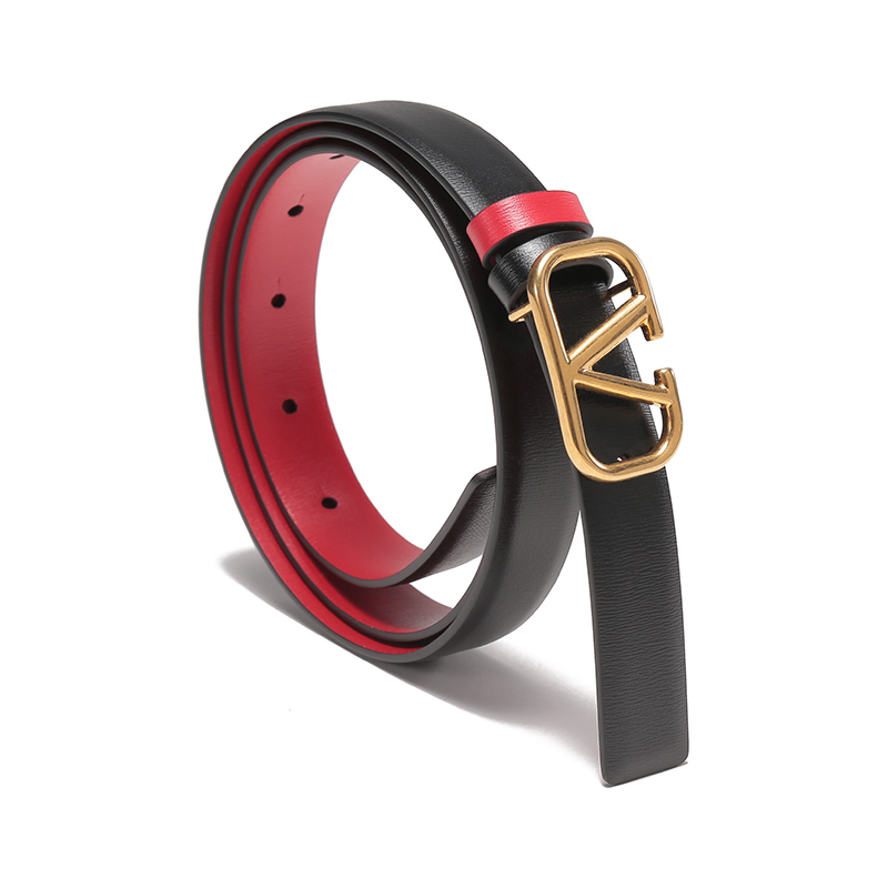华伦天奴 VALENTINO 女士皮革VLOGO SIGNATURE不可裁剪复古双面使用皮带腰带1W2T0S12ZFR