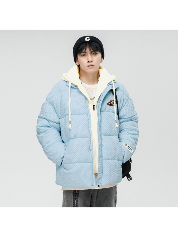 冬季加厚假两件棉衣男韩版连帽棉服潮牌宽松防风保暖情侣棉袄外套