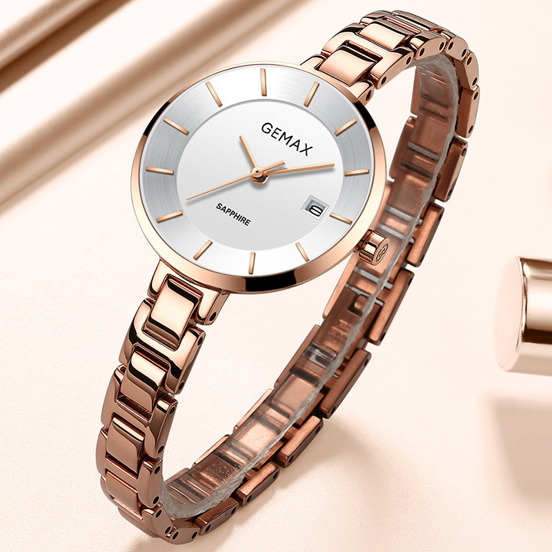 gemax格玛仕正品防水石英手表女士时尚品牌精钢腕表mx8138