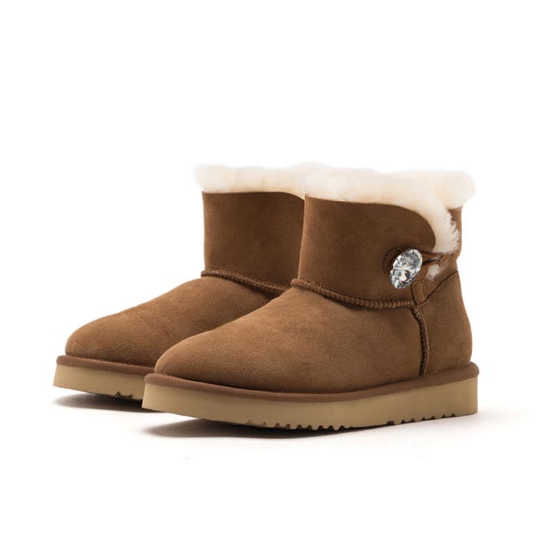 St&Sat/星期六冬季新款圆头低跟绒里雪地靴女靴SS9411A483图片