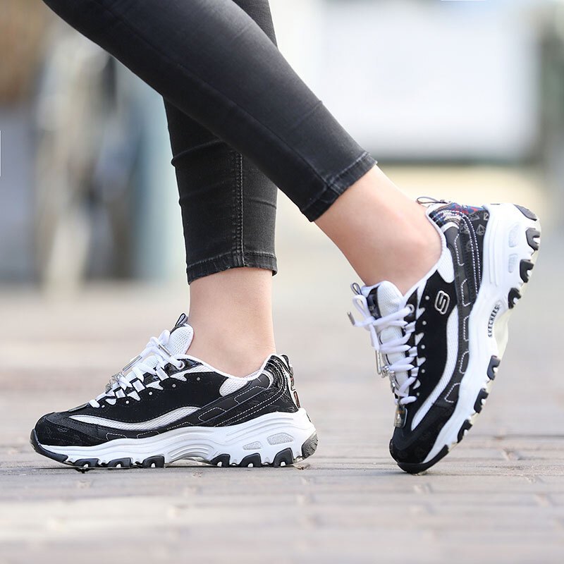 斯凯奇skechers女鞋运动鞋dlites厚底复古熊猫鞋休闲鞋12241