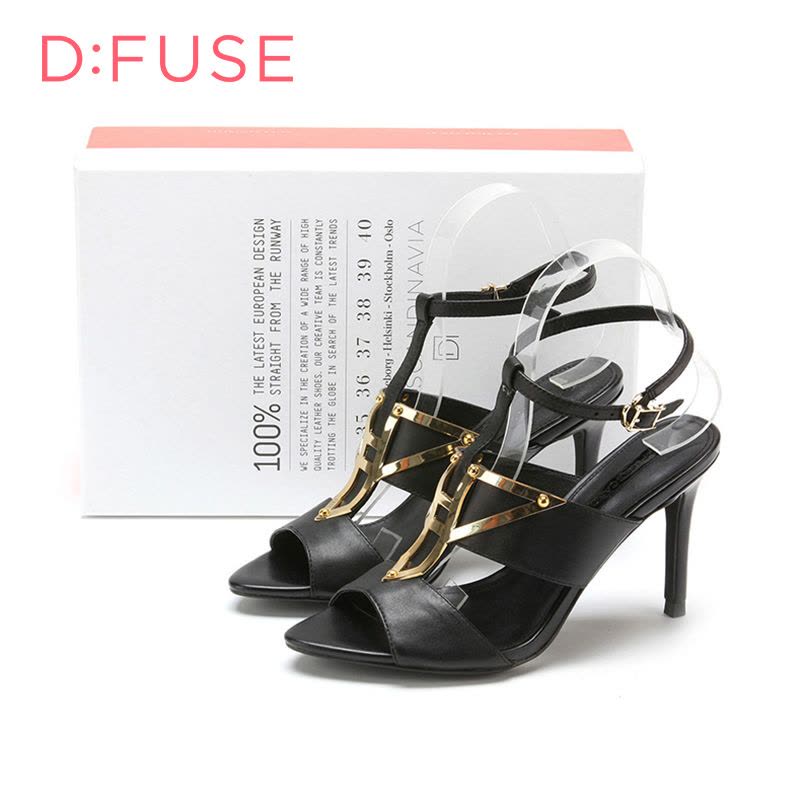 D：Fuse/迪芙斯夏羊皮革高细跟露趾女鞋凉鞋DF52111023图片