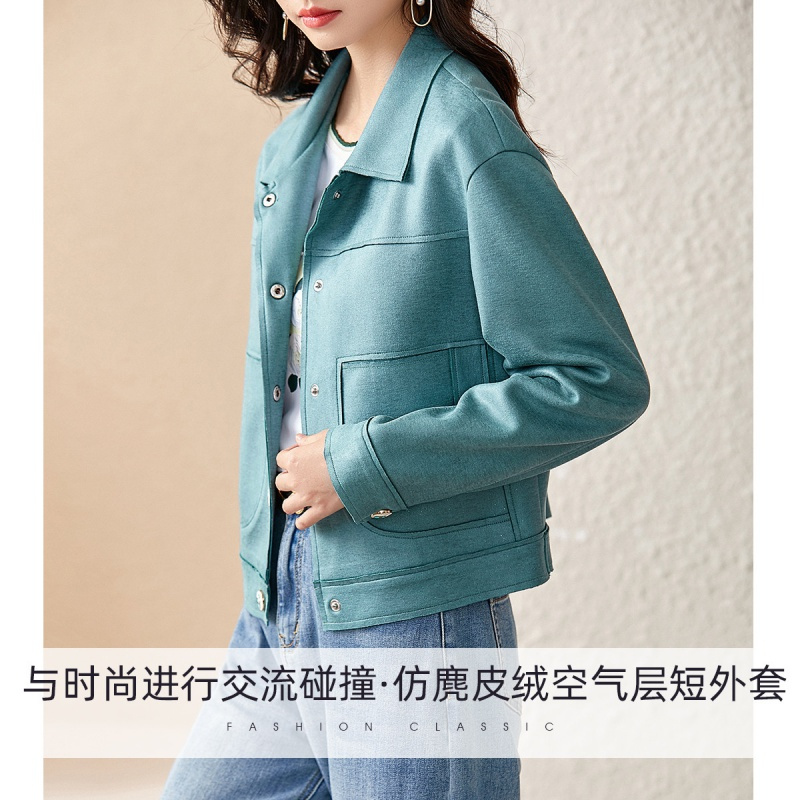 OUNIXUE欧昵雪 | 韩版时尚休闲小个子翻领夹克女式外套减龄显瘦女装潮上衣