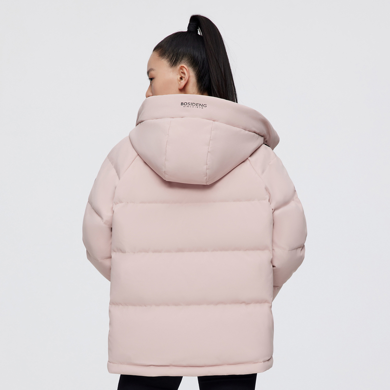 波司登女士短款羽绒服宽松H型纯色简约休闲百搭抽绳