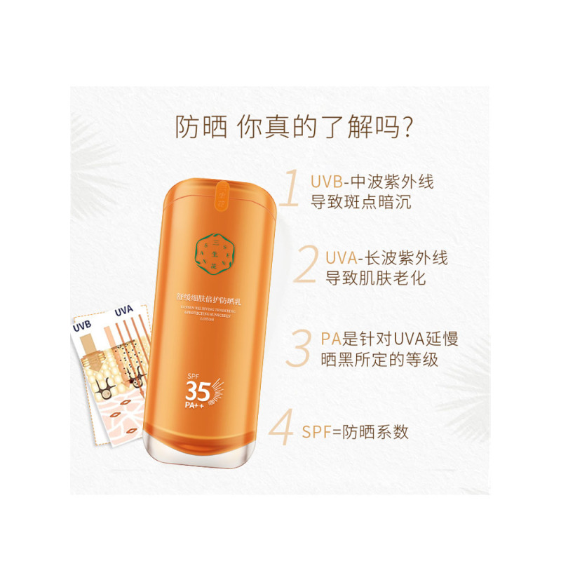 百雀羚三生花防晒霜舒缓细肤倍护防晒乳SPF35PA++户外脸部全身清爽防晒隔离保湿补水女各种肤质