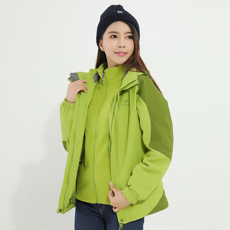 赛丹狐女款三合一户外两件套冲锋衣冬季加绒加厚保暖外套防水防风登山服6W6513