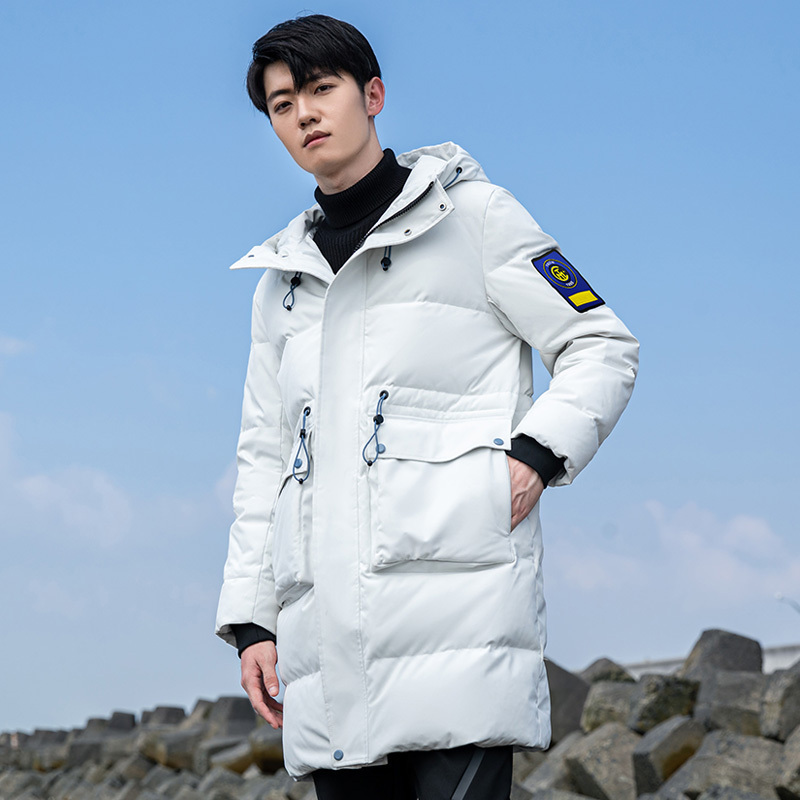 鸭鸭yaya冬季男士中长款连帽帅气时尚羽绒服保暖冬外套