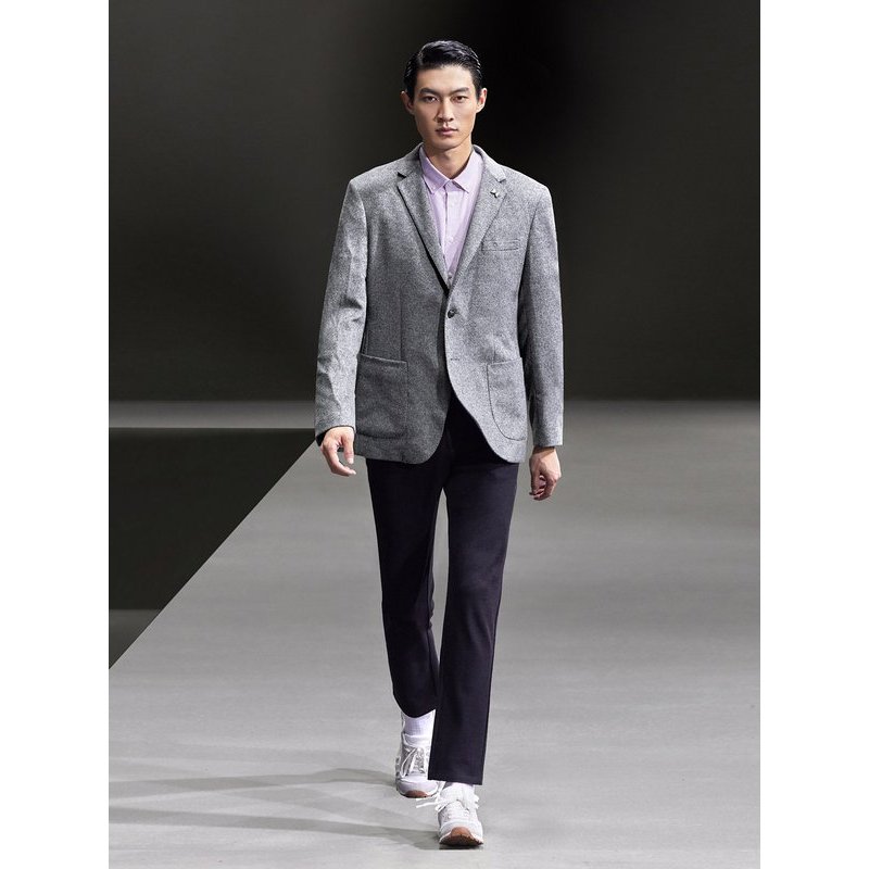 HLA海澜之家净色款羊毛休闲西服2018冬季平驳领单西外套男HWXAD4E115A