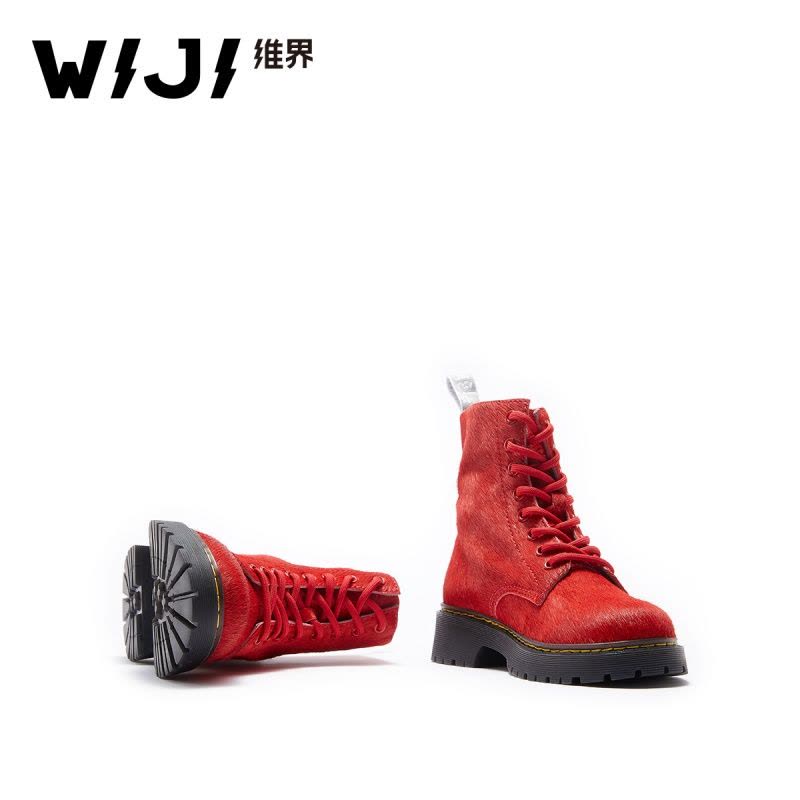 WIJI冬季新款时尚休闲个性高帮女鞋纯色青春气质透气魅力马丁靴女图片