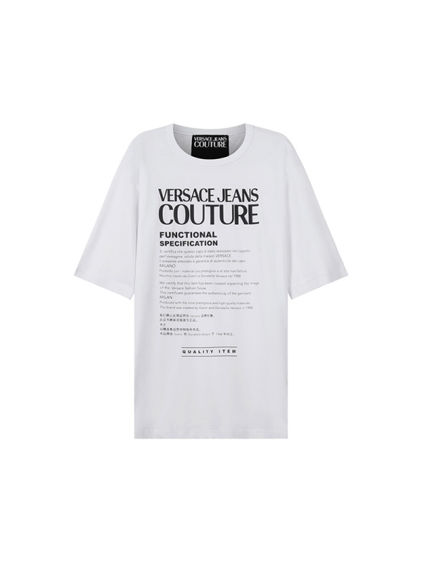 范思哲 VERSACE JEANS COUTURE 男士宽松版棉质圆领短袖T恤72GAHT21 CJ00O