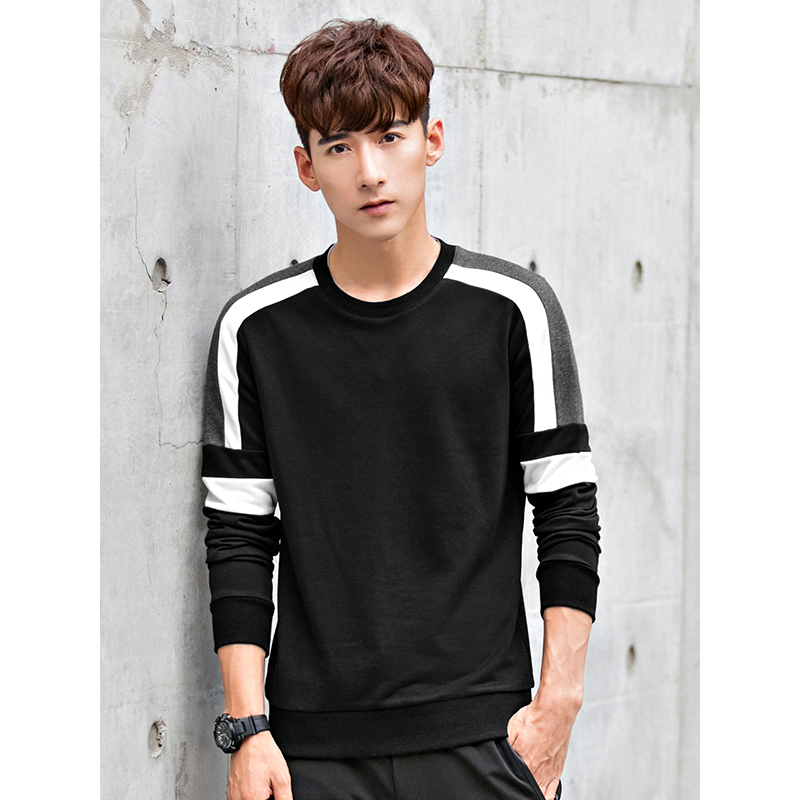 no1dara 春季卫衣男 韩版嘻哈运动衣圆领套头衫潮牌男生拼接外套