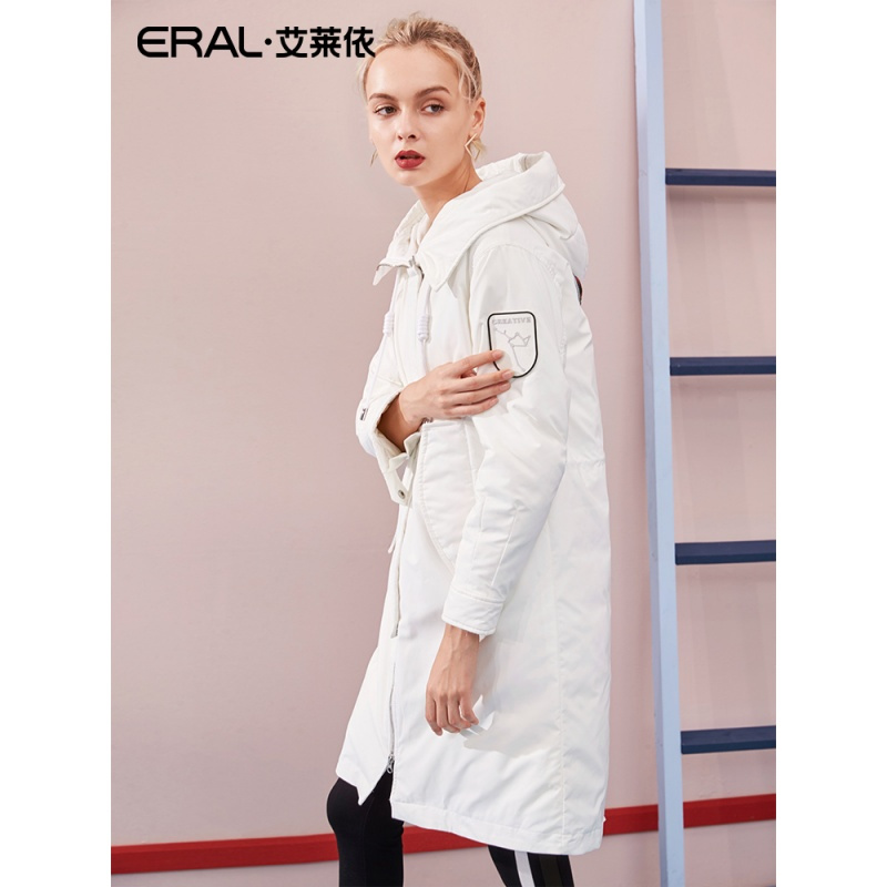 艾莱依2018新款羽绒服女长袖中长款加厚