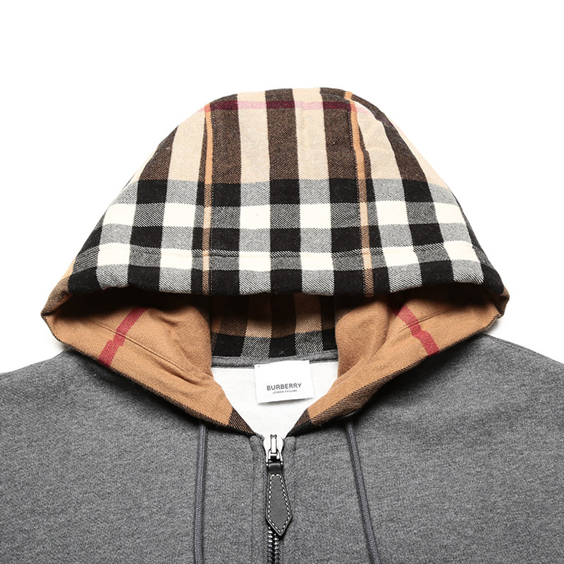 博柏利/巴宝莉 burberry 男款棉质薄绒款格纹连帽拉链运动上衣外套