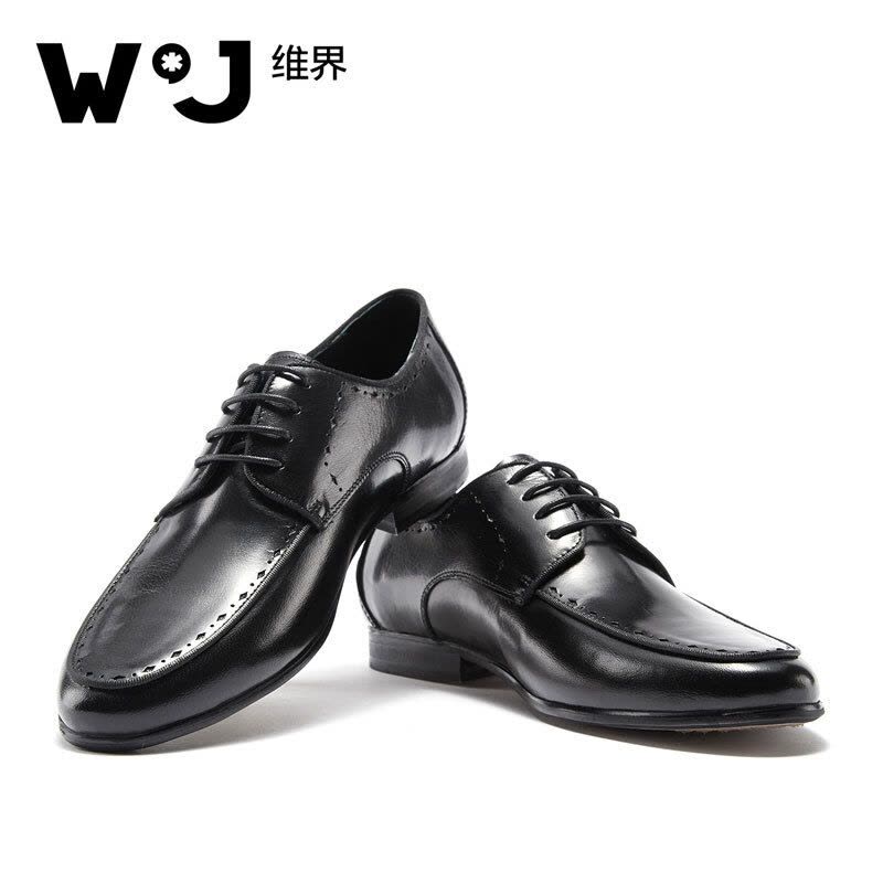 维界W*J商务休闲鞋男睿智优雅新款牛皮商务休闲鞋 棕色 42图片