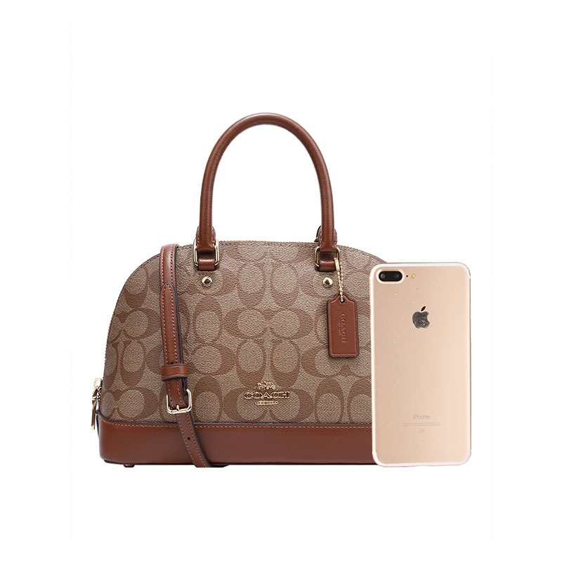 蔻驰coach奢侈品奥莱款女士手提包时尚单肩手提贝壳包卡其色皮质27583