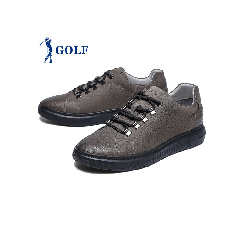 GOLF/高尔夫男鞋新品磨砂牛皮复古百搭耐磨低帮板鞋男系带透气滑板休闲皮鞋