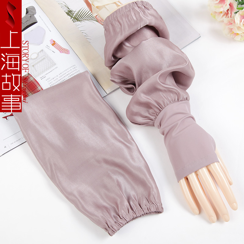 上海故事夏天薄款真丝手套女骑车骑行开车护臂冰丝紫外线防晒袖套